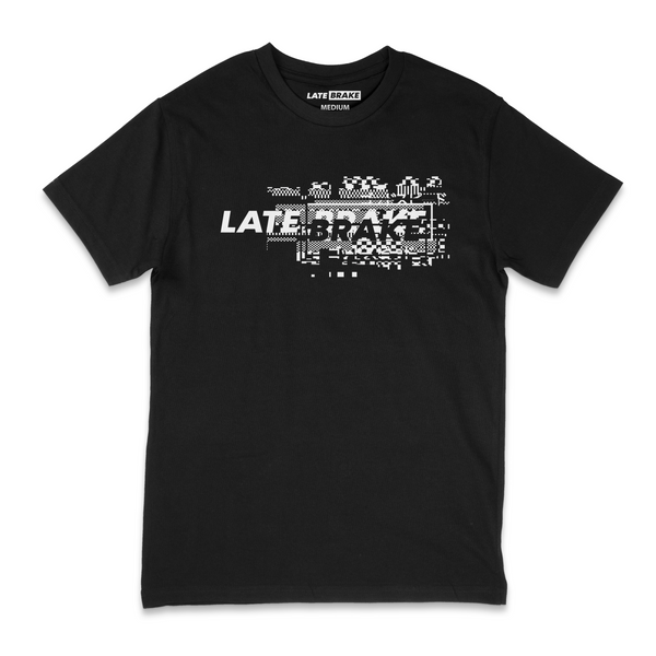Black Late Brake Godspeed Glitch SpeedBar T-Shirt — front view