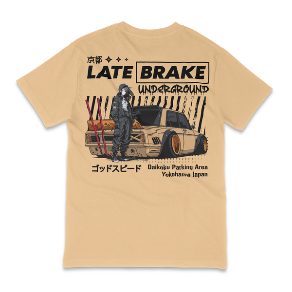 Sand Late Brake Daikoku Parking T-Shirt — rear view