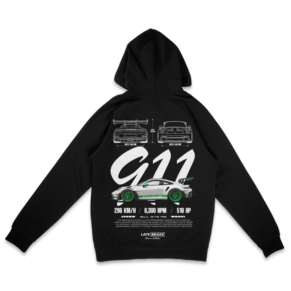 Black Late Brake 911 GT3 (WG) Drivers Collective Hoodie — rear view