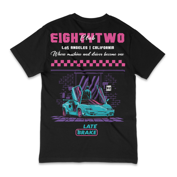 Black Late Brake Club 82 T-Shirt — rear view