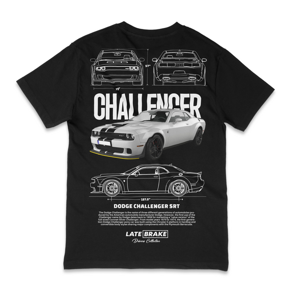 Black Late Brake Challenger Drivers Collective T-Shirt — rear view