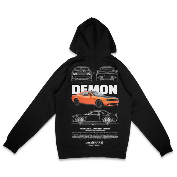 Black Late Brake Challenger Demon Drivers Collective Hoodie — rear view