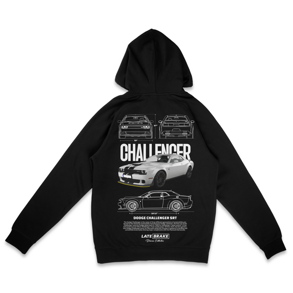 Black Late Brake Challenger Drivers Collective Hoodie — rear view