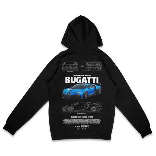 Black Late Brake Chiron Drivers Collective Hoodie — rear view