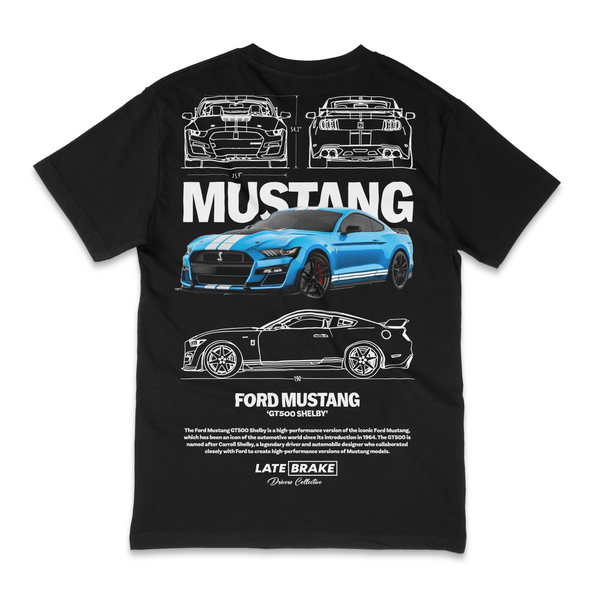 Black Late Brake GT500 (Blue) Drivers Collective T-Shirt — rear view