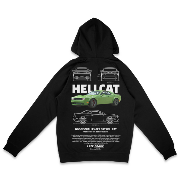 Black Late Brake Hellcat Drivers Collective Hoodie — rear view
