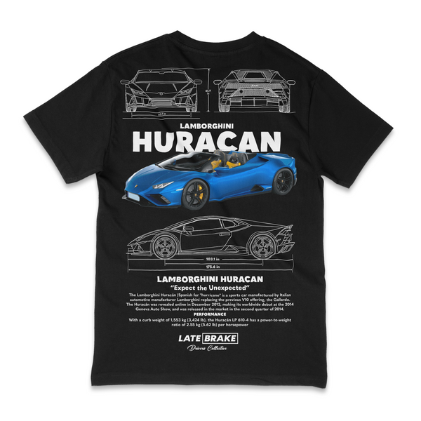 Black Late Brake Huracan Drivers Collective T-Shirt — rear view