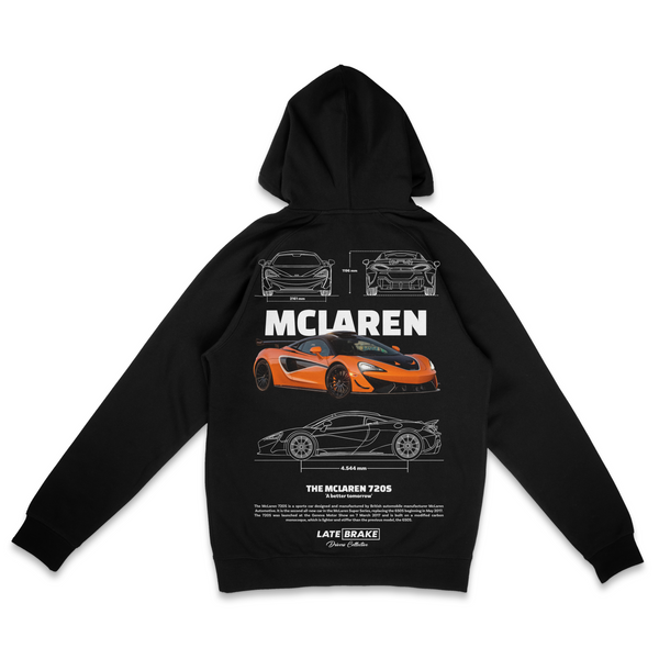 Black Late Brake McLaren 720s Drivers Collective Hoodie — rear view