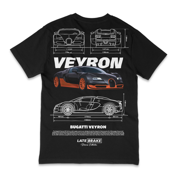Black Late Brake Veyron Drivers Collective T-Shirt — rear view