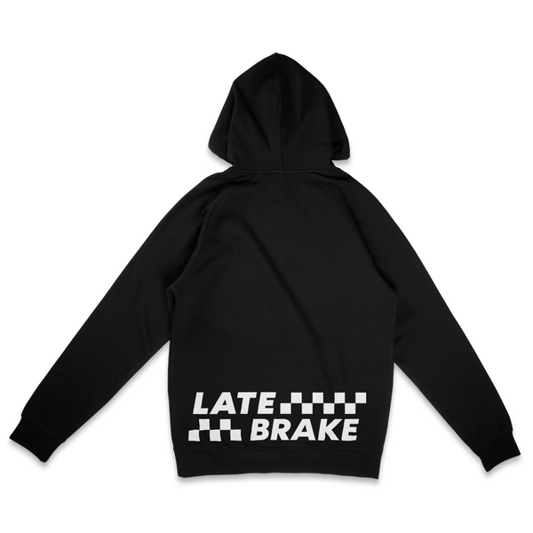 Black Late Brake Finish Line Hoodie — rear view