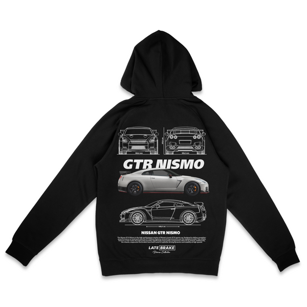 Black Late Brake GTR Nismo (GRY) Drivers Collective Hoodie — rear view