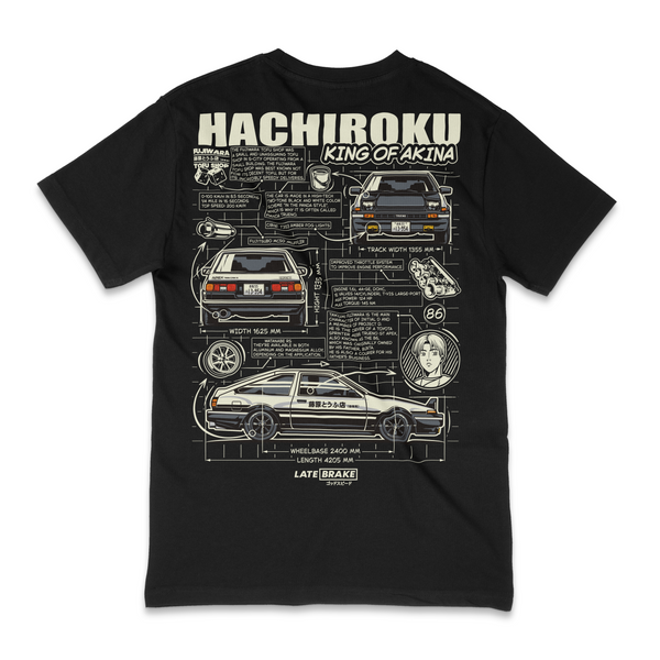 Black Late Brake King of Akina T-Shirt — rear view