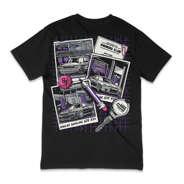 Black Late Brake Owners Club T-Shirt — rear view