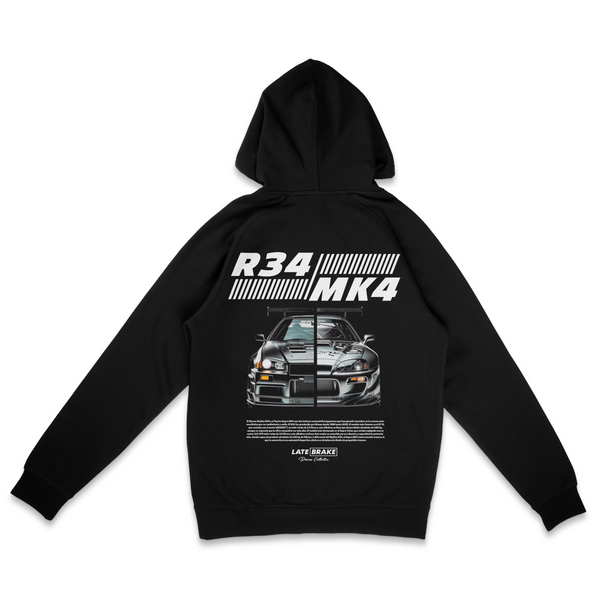 Black Late Brake R34 MK4 Drivers Collective Hoodie — rear view