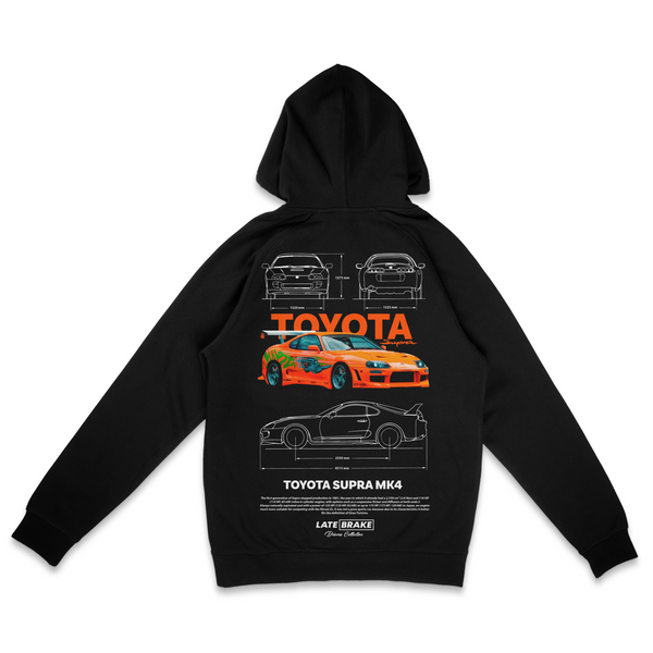 Black Late Brake Supra MK4 (ORG) Drivers Collective Hoodie — rear view