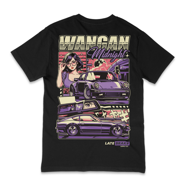 Black Late Brake Wangan Midnight T-Shirt — rear view