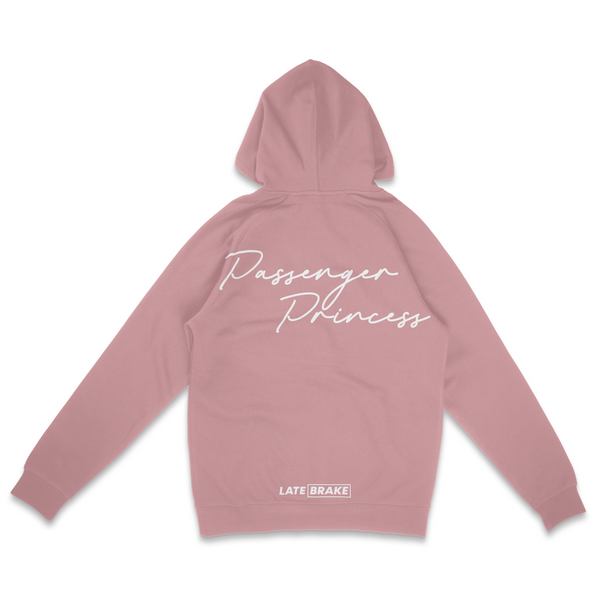 Pink Late Brake Passenger Princess Hoodie — rear view