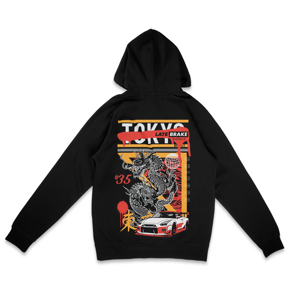 Black Late Brake Tokyo #35 Hoodie — rear view