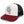 Late Brake burgundy, white and black trucker hat with an embroidered LB monogram on a white background.