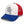 Late Brake red, white and blue trucker hat with an embroidered LB monogram on a white background.
