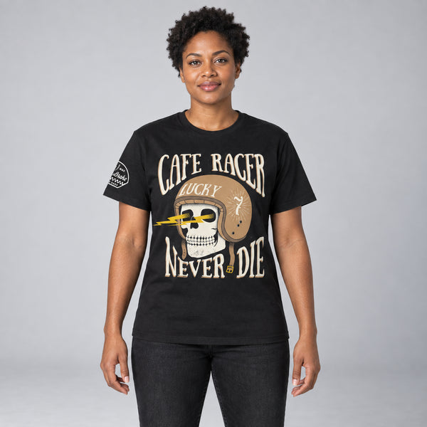 Cafe Racer Never Die T-Shirt — studio-front