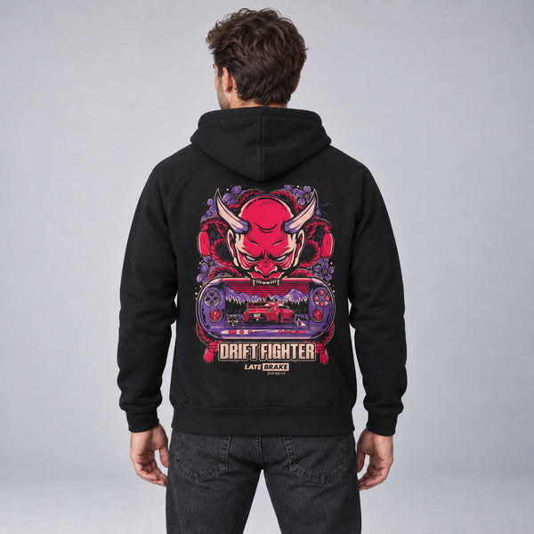 Drift Fighter Hoodie — studio-rear