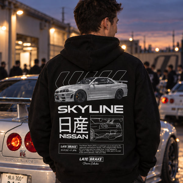 Skyline R34 Drivers Collective Hoodie — lifestyleSQ