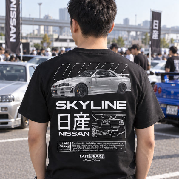 Skyline R34 Drivers Collective T-Shirt — lifestyleSQ